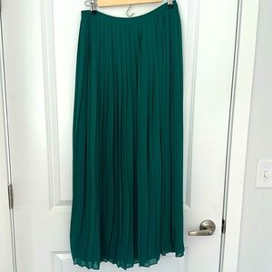 Green Pleated Maxi Skirt